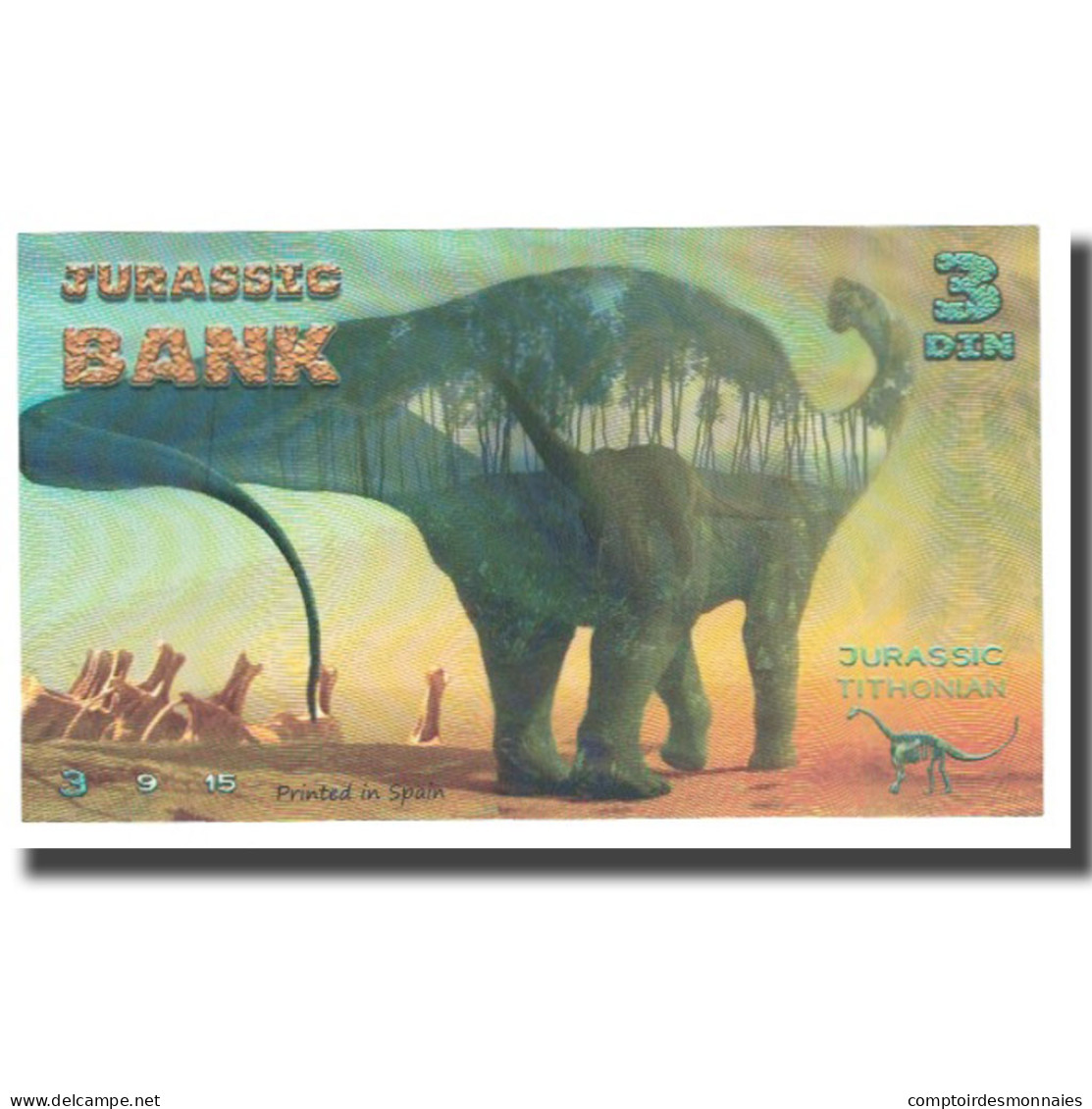 Billet, Espagne, Billet Touristique, 2015, JURASSIC BANK, NEUF - [ 7] Falsos & Variedades