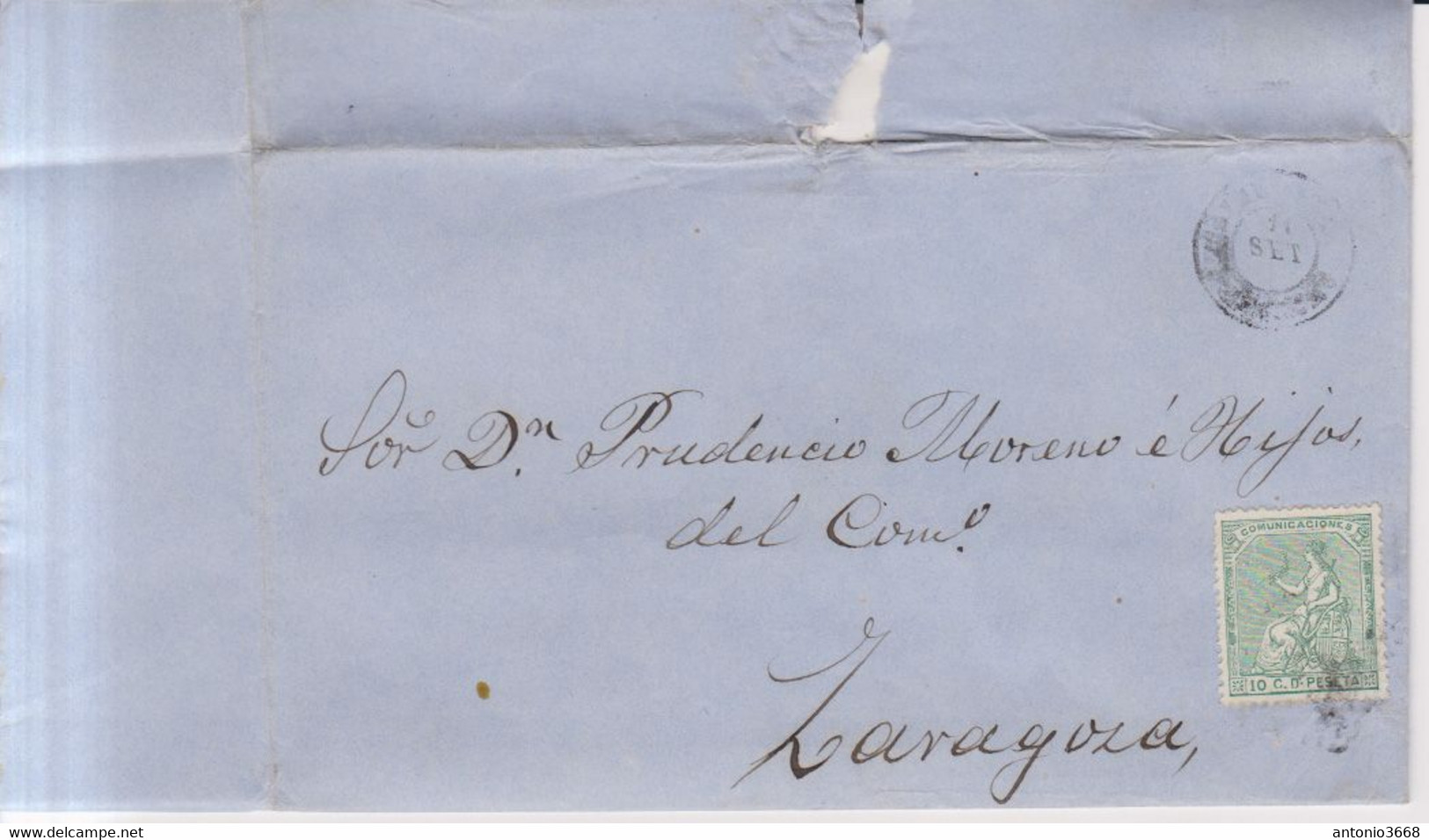 Año 1873 Edifil 133 10c Alegoria Carta Matasellos Rombo Calahorra Logroño Membrete Ramon Barrero - Cartas & Documentos