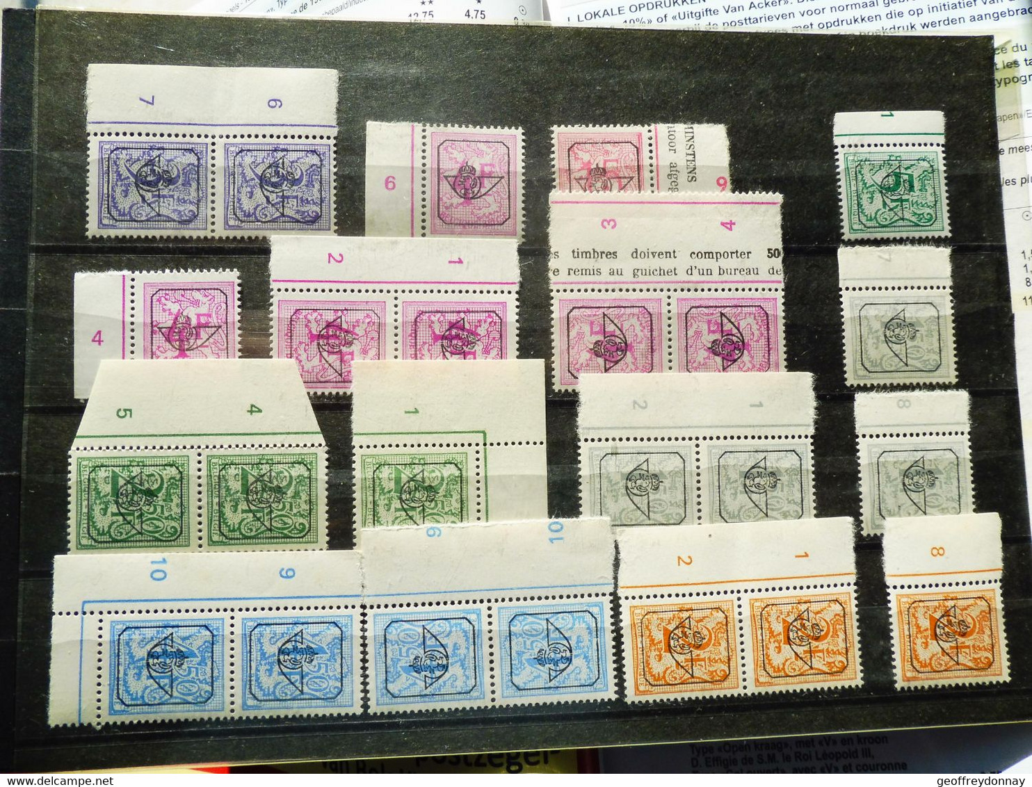 Belgique /belgie Préo Mnh Neuf ** Beau Lot Planché Lions ( 56 Timbres Au Total ) 0.25 Piece        A Saisir - Autres & Non Classés