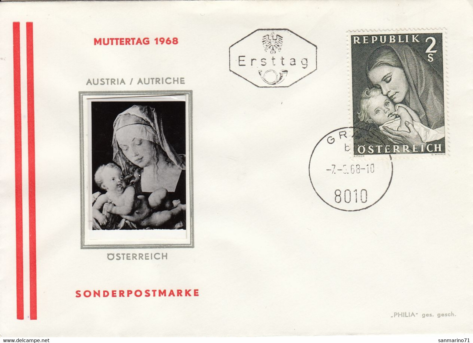 FDC AUSTRIA 1260 - Día De La Madre