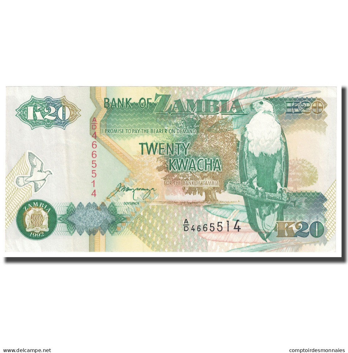 Billet, Zambie, 20 Kwacha, 1992, KM:32a, SPL - Zambie