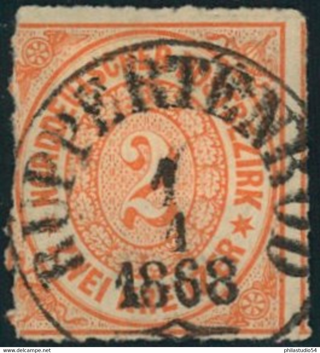 1968, 2 Kreuzer Durchstochen Mit Zentrischem Ersttagstempel "RUPPERTENROD 1 1 1868" - Afgestempeld