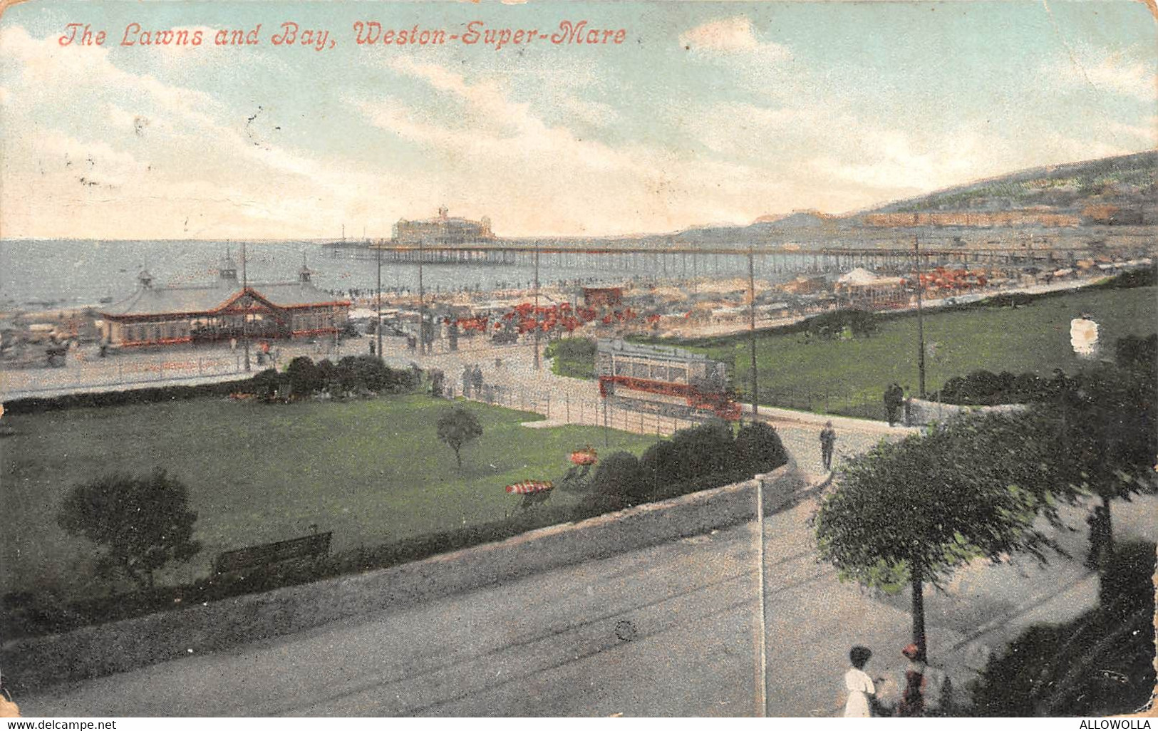 10315"THE LAWNS AND BAY-WESTON SUPER MARE"ANIMATA-TRAMWAY-VERA FOTO-CARTOLINA SPEDITA - Weston-Super-Mare