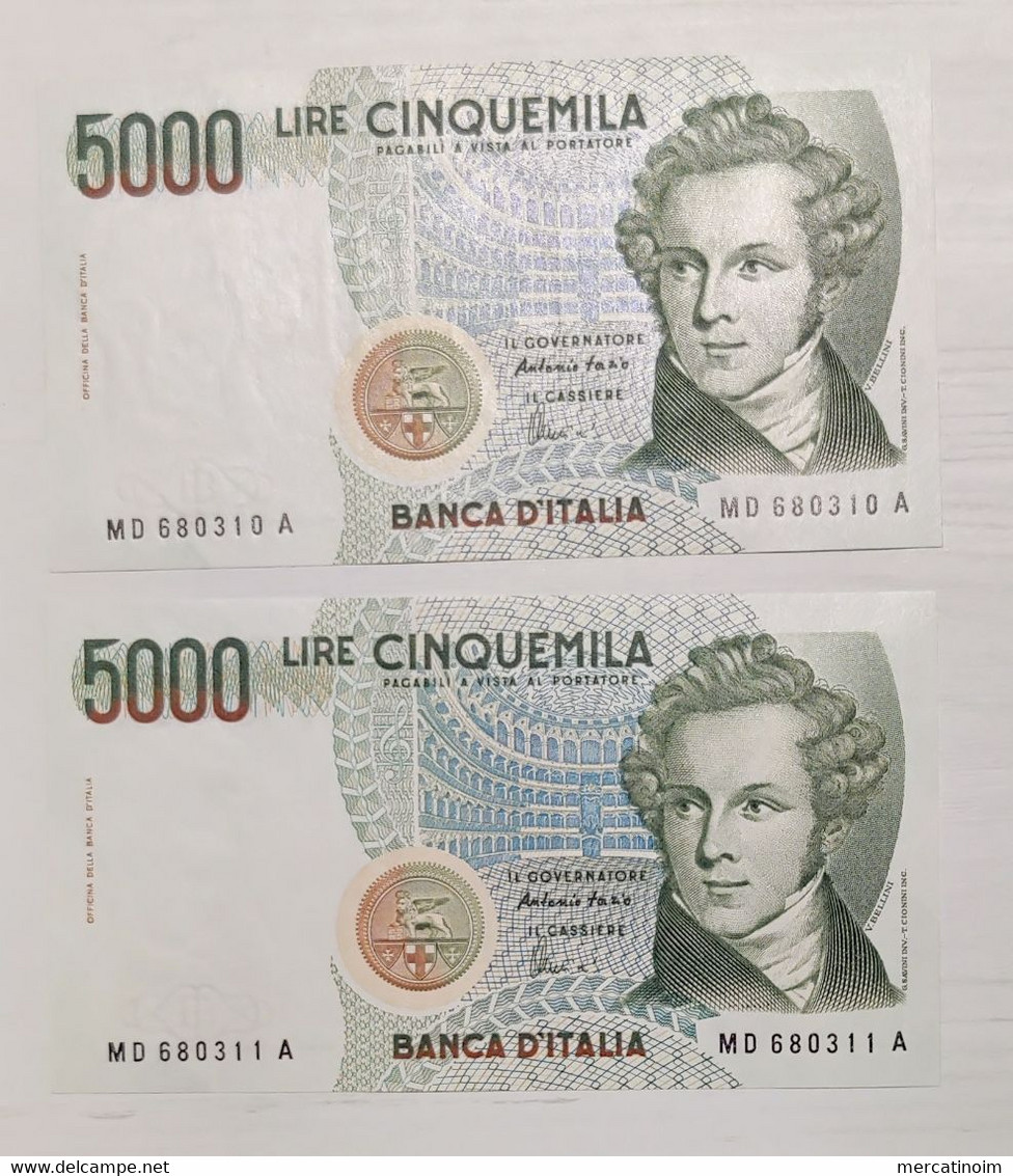 5000 Lire Bellini Consecutive - 5000 Lire