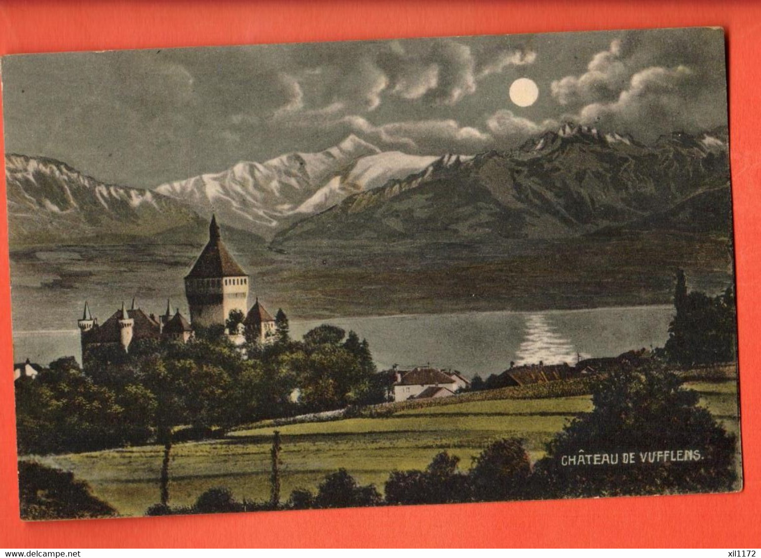 ZBS-06  Château De Vufflens Sur Morges.  REflets De Lune Sur Le Léman.  Circulé 1906 - Morges