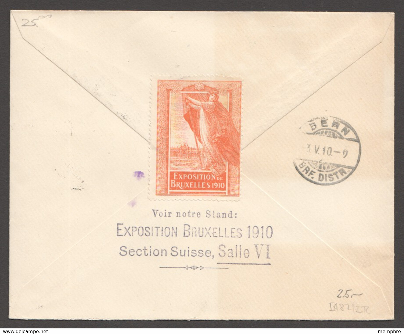 1910  Enveloppe Hasler A-G Fils De Tell 5 Rp Vert - Vignette Exposition De Bruxelles Au Dos - Enteros Postales