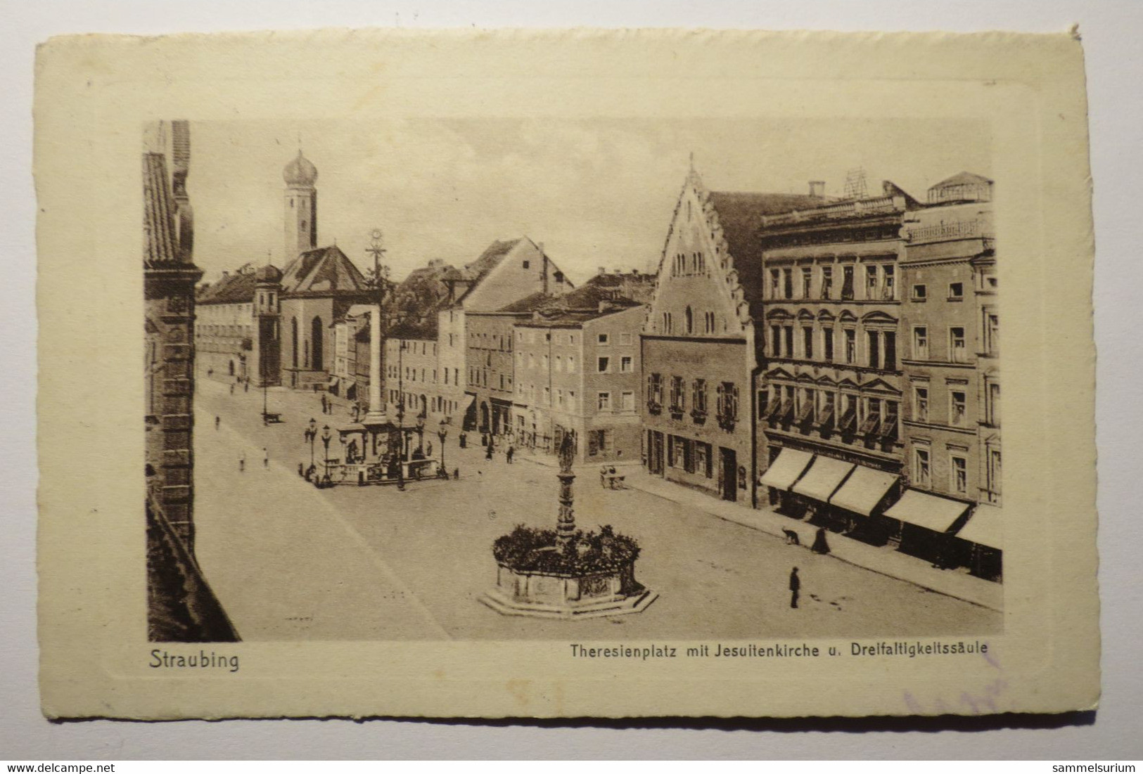 (11/11/75) Postkarte/AK "Straubing" Theresienplatz Mit Jesuitenkirche U. Dreifaltigkeitssäule - Straubing