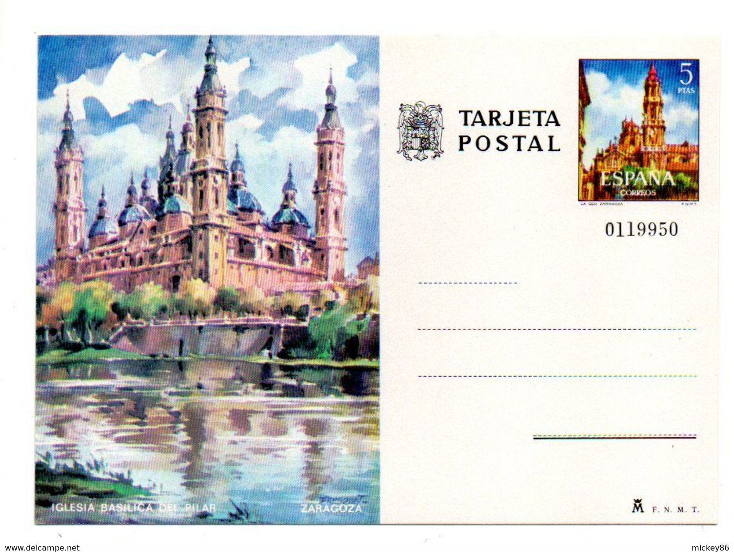 Espagne -- Entier CARTE POSTALE Illustrée  ZARAGOZA  N° 0119950   --NEUF - 1931-....