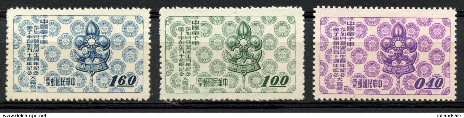 TAIWAN R.O.C. - 1957 100th Birthday Anniv Of Baden-Powel. Unused. Issued Without Gum. MICHEL #264-266. - Ungebraucht