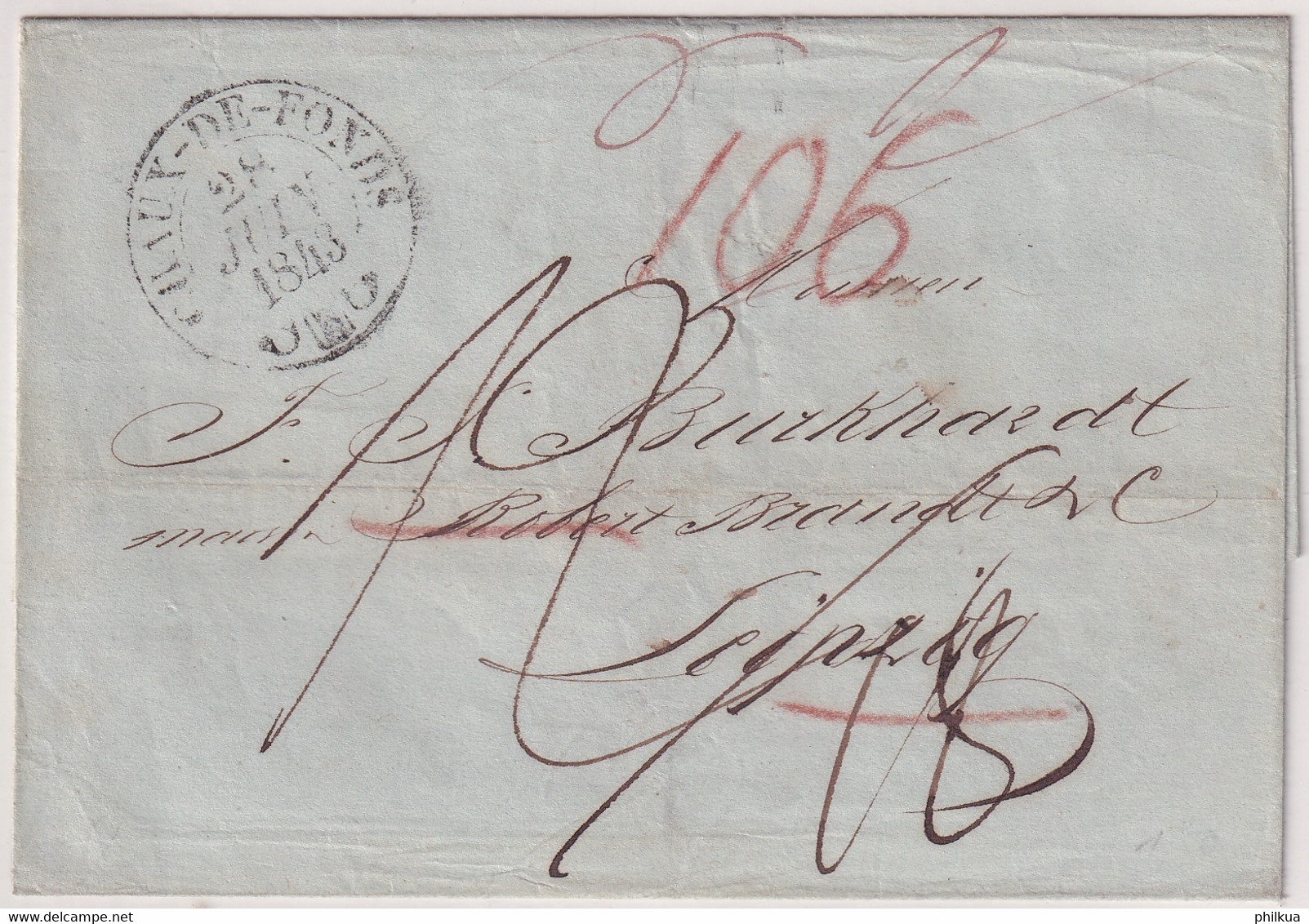 Vorphilathelie Vom 28. Juin 1843 Brief Gelaufen Von (La) Chaux De Fonds Nach Leipzig - ...-1845 Prephilately