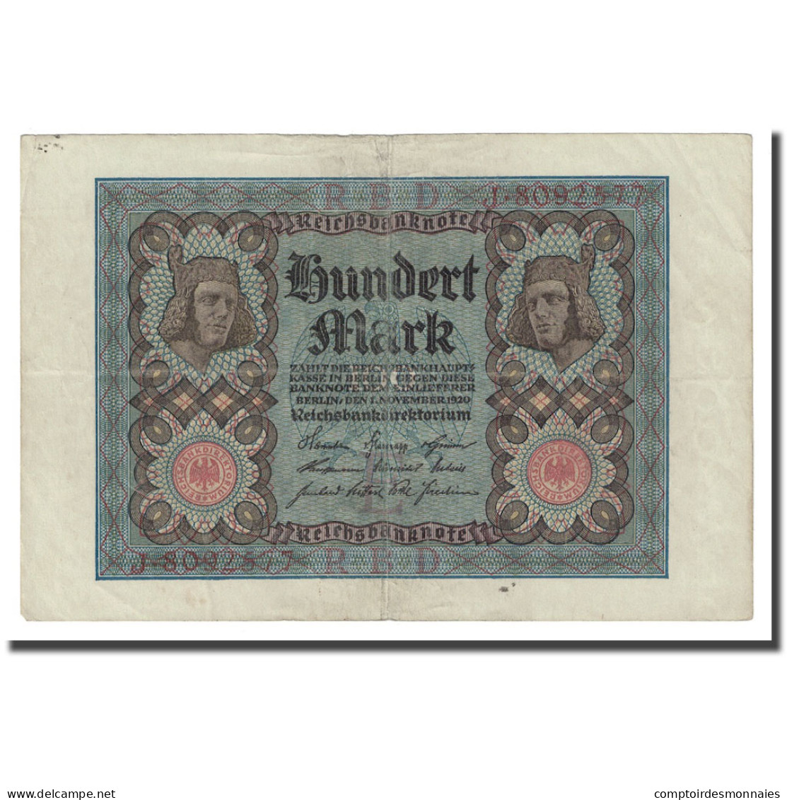 Billet, Allemagne, 100 Mark, 1920, 1920-11-01, KM:69a, TTB - 100 Mark