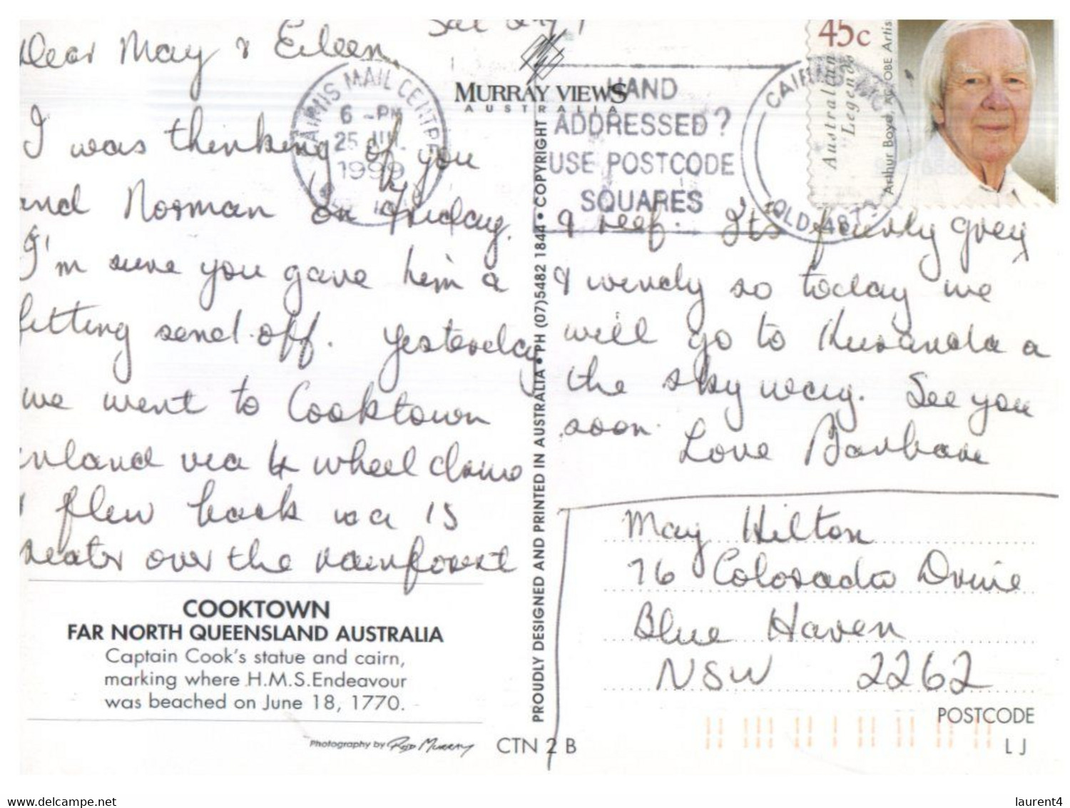 (V 18) Australia - QLD - Cooktown River + Captain Cook Statue (with Stamp) - Far North Queensland