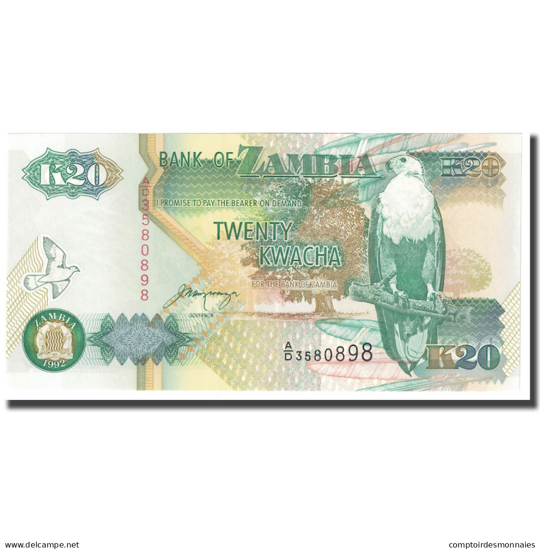 Billet, Zambie, 20 Kwacha, 1992, KM:32a, NEUF - Zambie