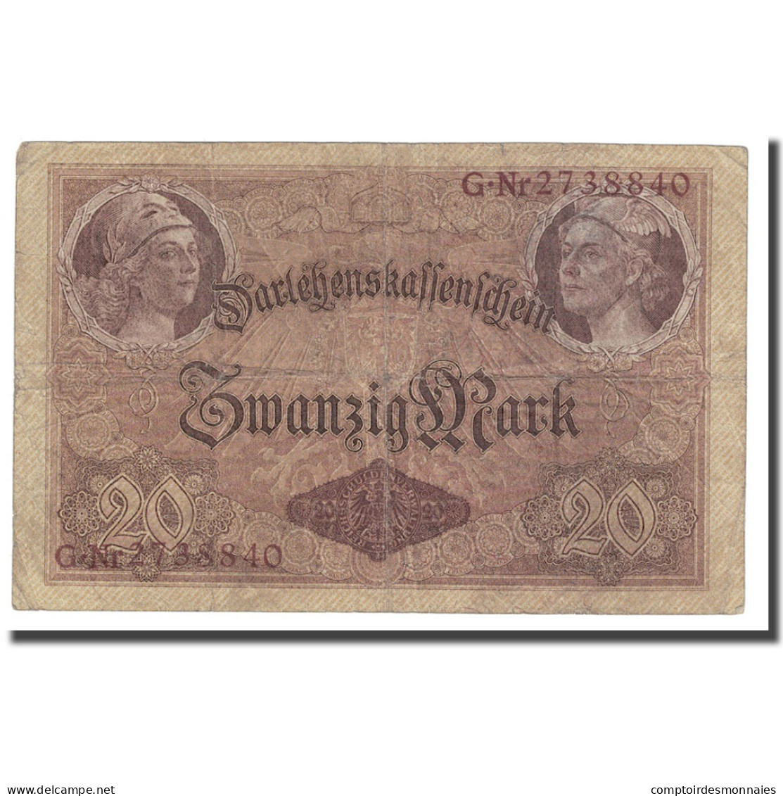 Billet, Allemagne, 20 Mark, 1914, 1914-08-05, KM:48b, TTB - 20 Mark