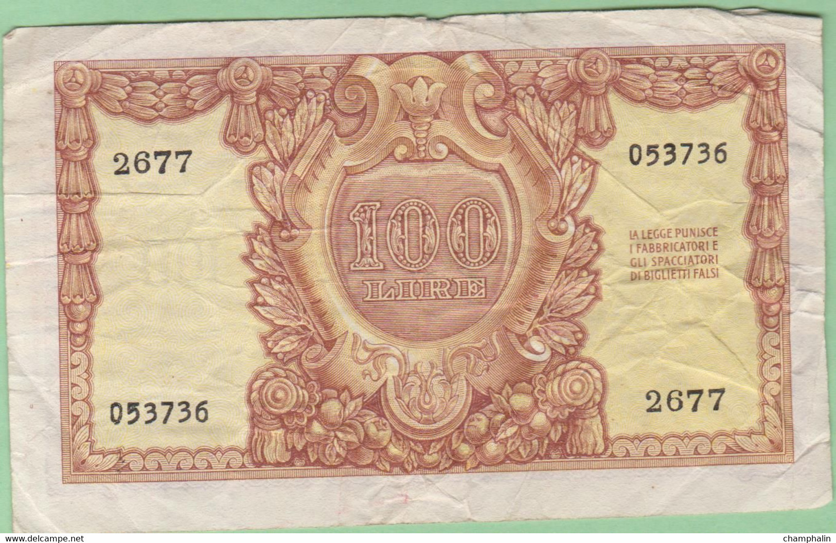 Italie - Billet De 100 Lire - 31 Décembre 1951 - P92a - 100 Lire