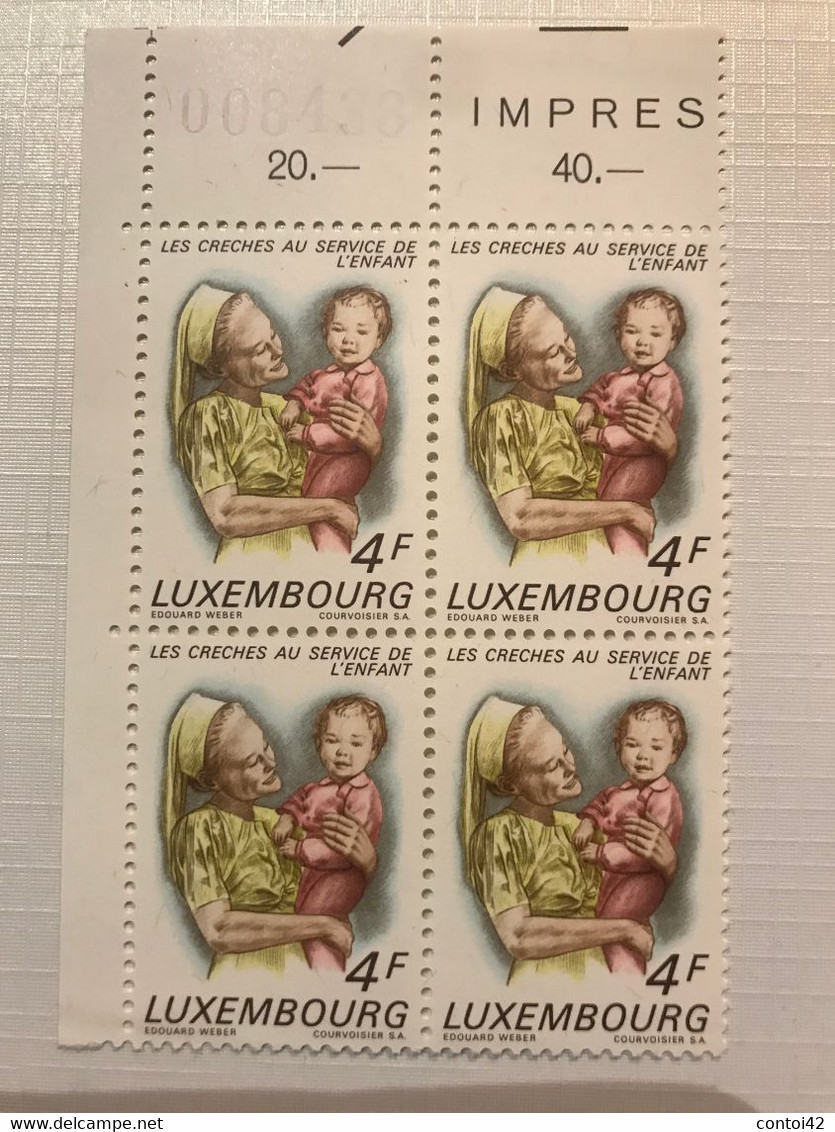 LUXEMBOURG BLOC 4 TIMBRES POSTES CRECHES ENFANT EDOUARD WEBER PHILATELIE - Blocks & Sheetlets & Panes