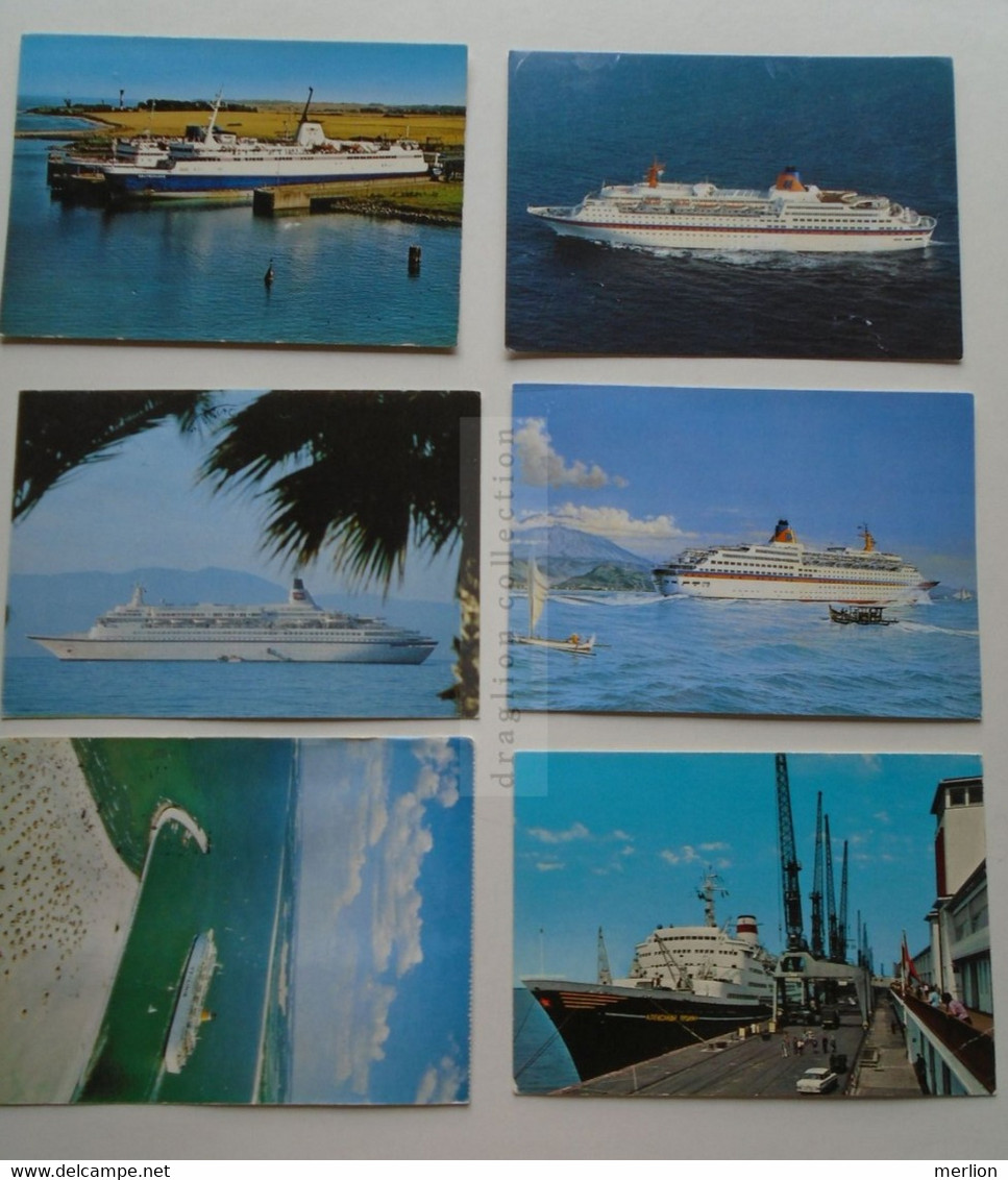 D175670  Lot Of 6 Postcards Of Ships - MS Europa Deutschland - Alexander Pushkin  Leningrad,  TT-Line - Voile