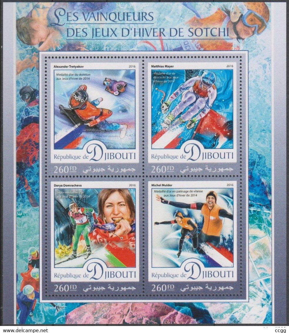 Olympische Spelen 2014 , Djibouti - Blok Postfris - Winter 2014: Sotschi