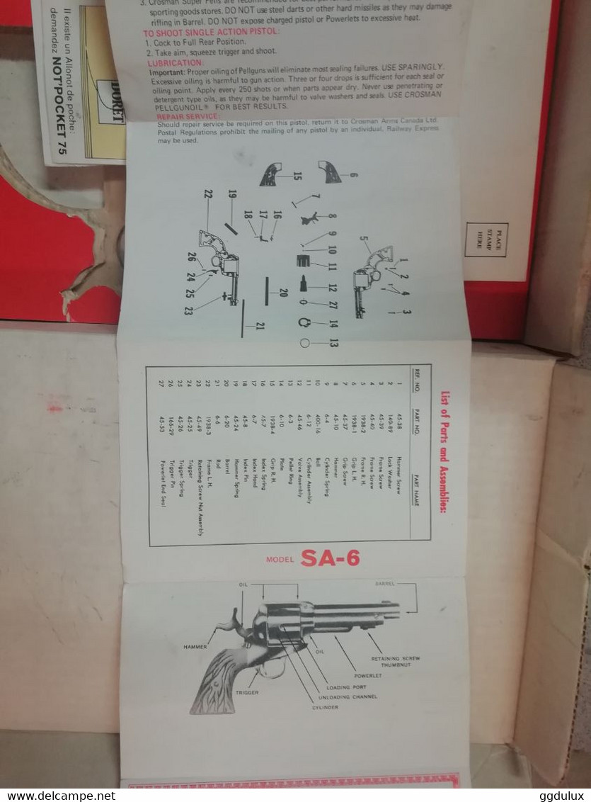 SA6 pellgun revolver co2 Crosman année 70