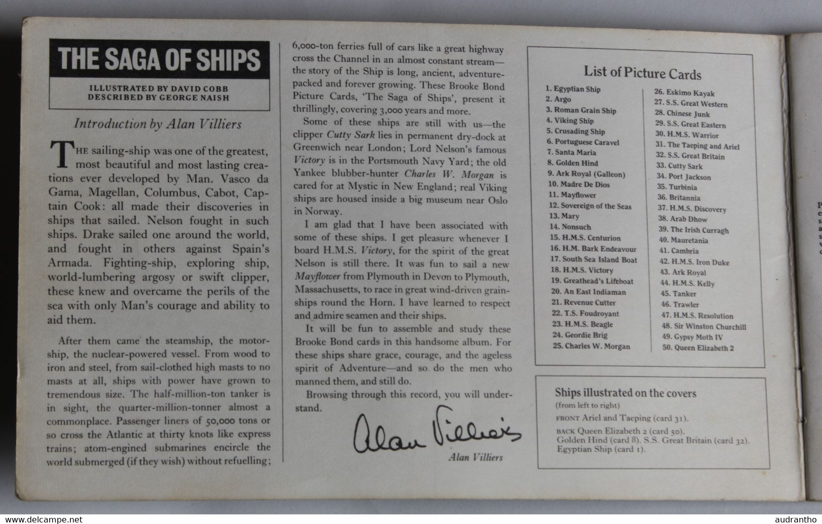 Album The Saga Of Ships Brooke Bond 50 Picture Cards Voiliers Paquebot Navire De Guerre ... - Albums & Katalogus