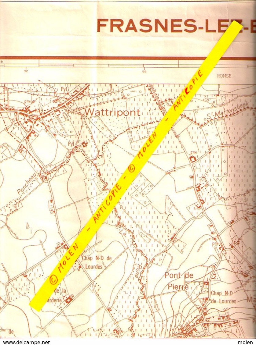 Situation 1960 CARTE ETAT MAJOR FRASNES-LEZ-BUISSENAL ANVAING WATTRIPONT ARC-AINIERES DERGNEAU MOUSTIER HACQUEGNIES S349 - Frasnes-lez-Anvaing