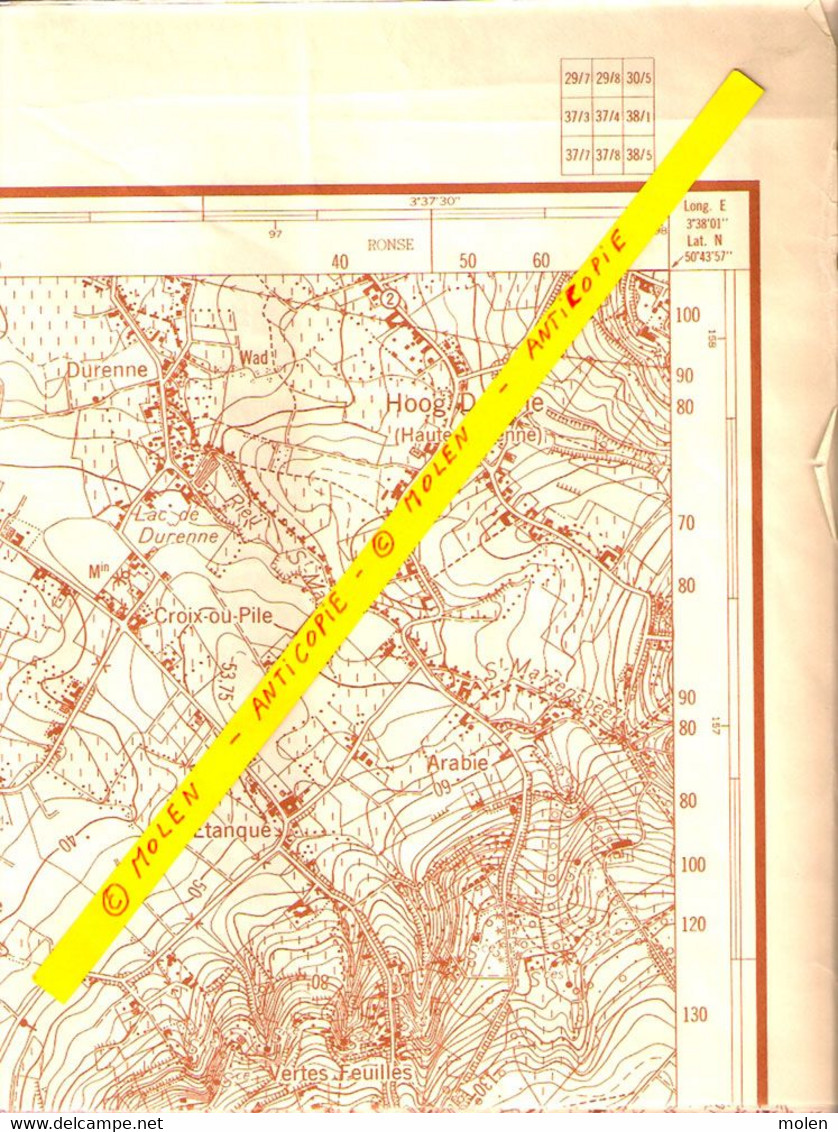 Situation 1960 CARTE ETAT MAJOR FRASNES-LEZ-BUISSENAL ANVAING WATTRIPONT ARC-AINIERES DERGNEAU MOUSTIER HACQUEGNIES S349 - Frasnes-lez-Anvaing