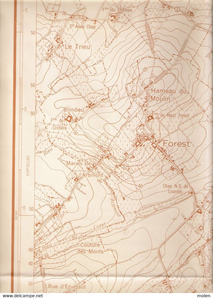 Situation 1960 CARTE ETAT MAJOR FRASNES-LEZ-BUISSENAL ANVAING WATTRIPONT ARC-AINIERES DERGNEAU MOUSTIER HACQUEGNIES S349