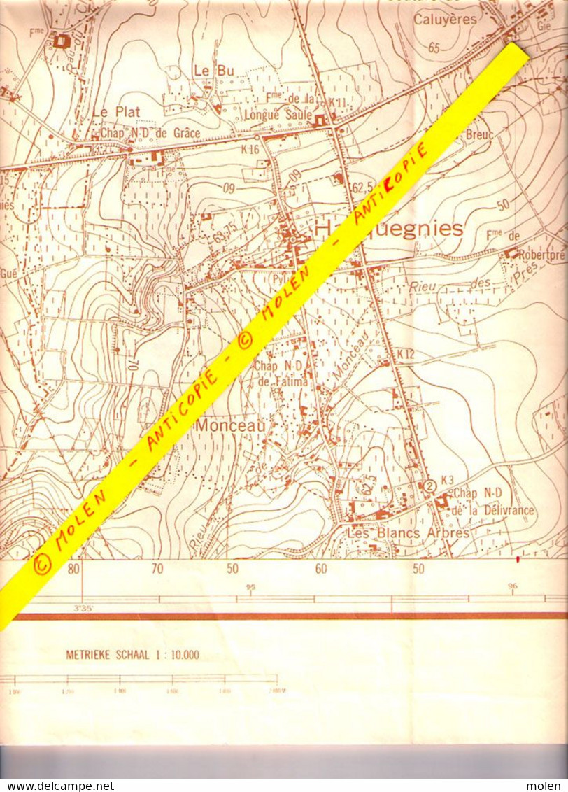 Situation 1960 CARTE ETAT MAJOR FRASNES-LEZ-BUISSENAL ANVAING WATTRIPONT ARC-AINIERES DERGNEAU MOUSTIER HACQUEGNIES S349