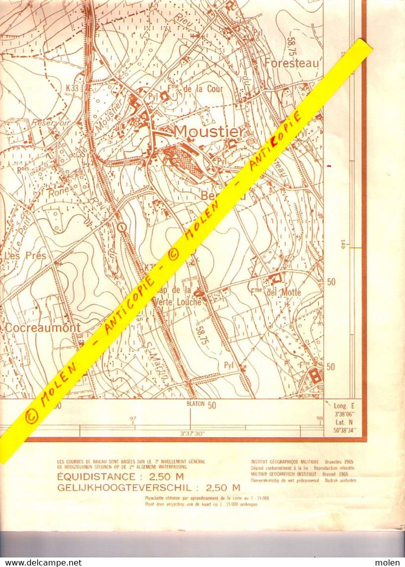 Situation 1960 CARTE ETAT MAJOR FRASNES-LEZ-BUISSENAL ANVAING WATTRIPONT ARC-AINIERES DERGNEAU MOUSTIER HACQUEGNIES S349