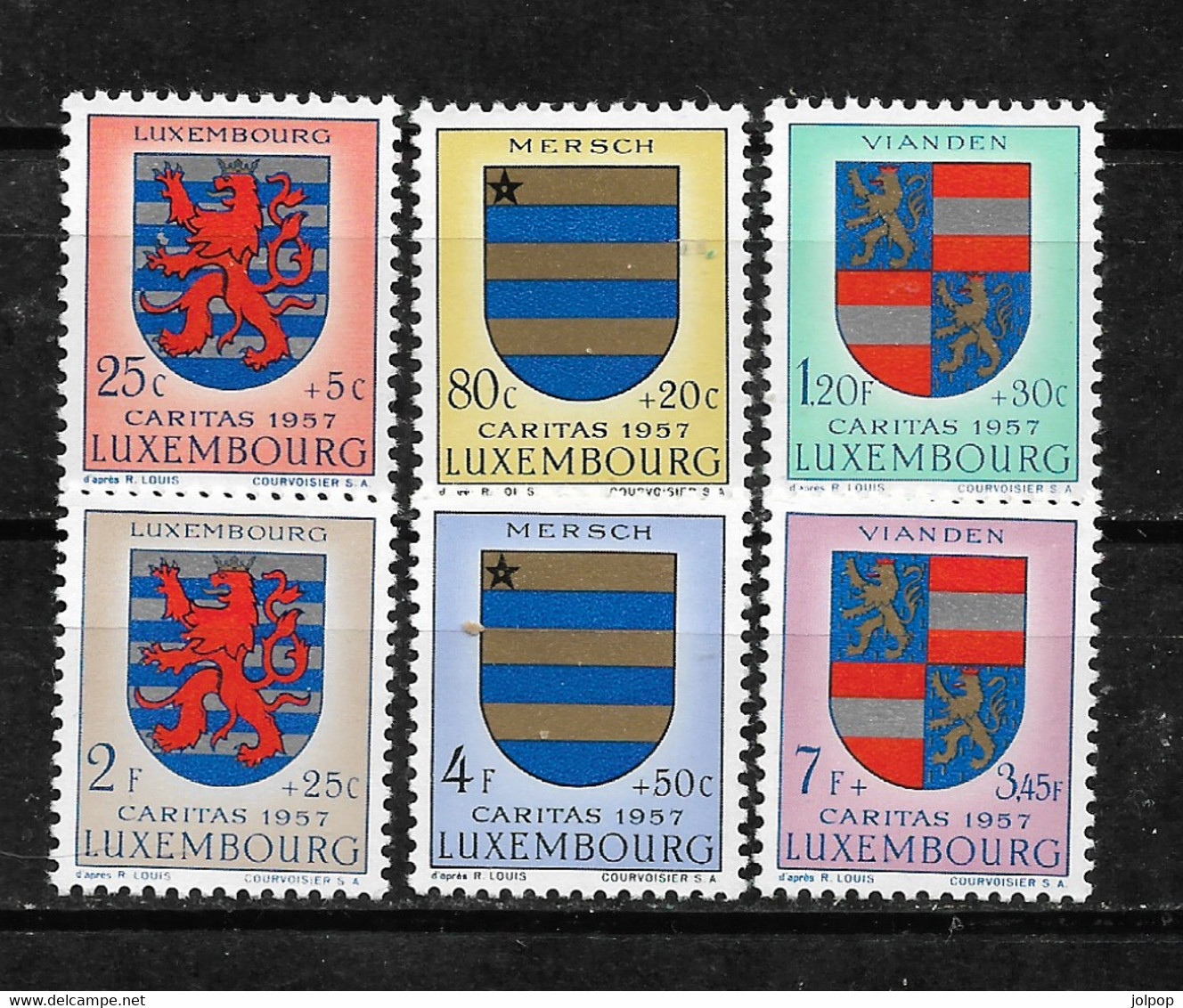 &CON 157& LUXEMBOURG YVERT 534/539, MICHEL 575/580 MNH**. CARITAS 1957. COAT OF ARMS. - Neufs