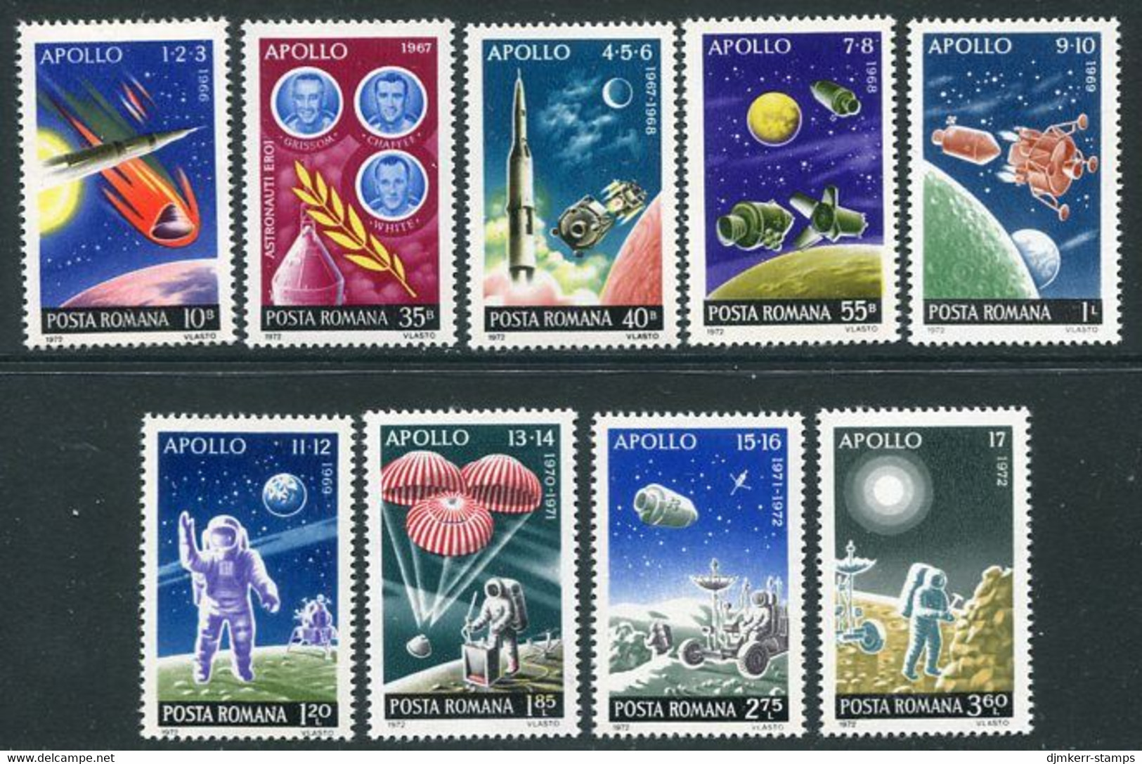 ROMANIA 1972 Apollo Programme MNH / **.  Michel 3069-77 - Unused Stamps