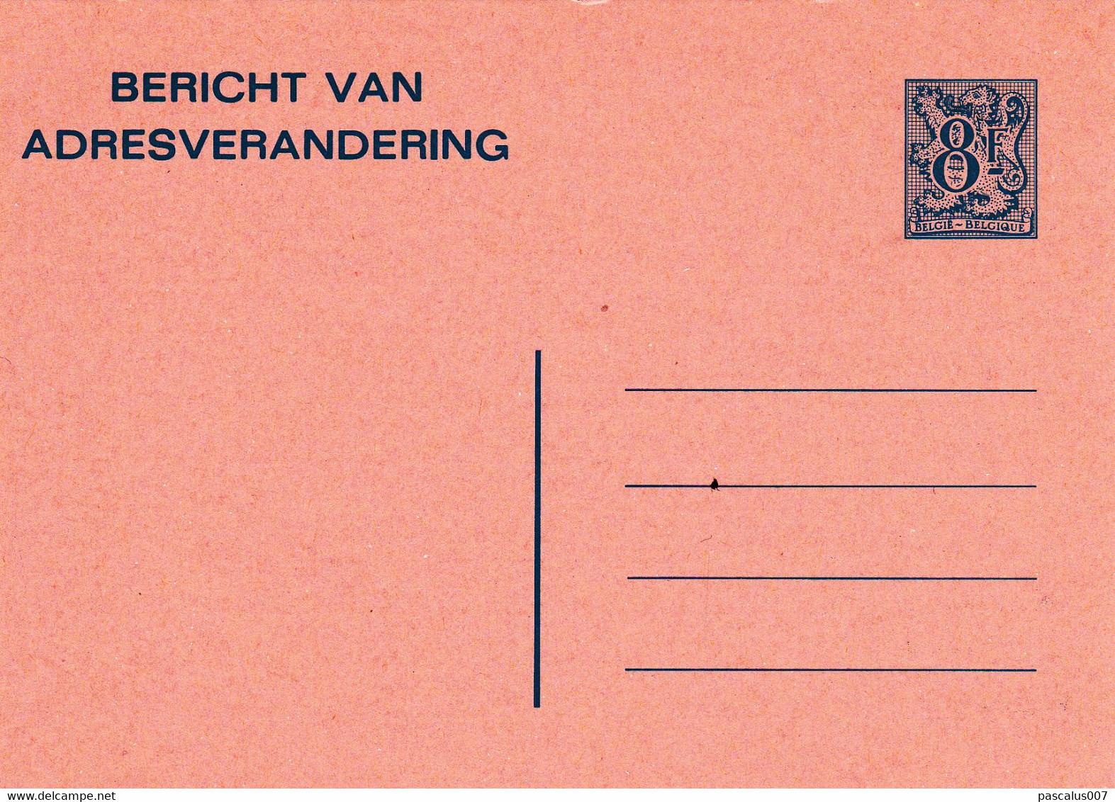 B01-204 AP - Entier Postal Avis De Changement D'adresse N° 25 N - Chiffre Sur Lion Héraldique Avec Banderole - 8,0 - Addr. Chang.