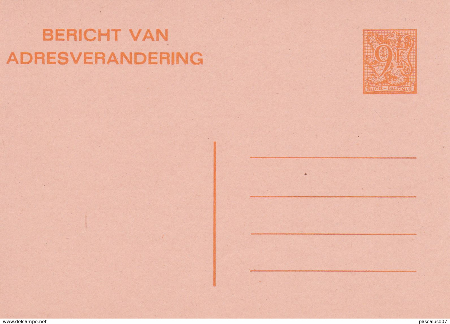 B01-204 AP Entier Postal Avis De Changement D'adresse N° 26 N - Chiffre Sur Lion Héraldique Avec Banderole - 9,0 - Adreswijziging