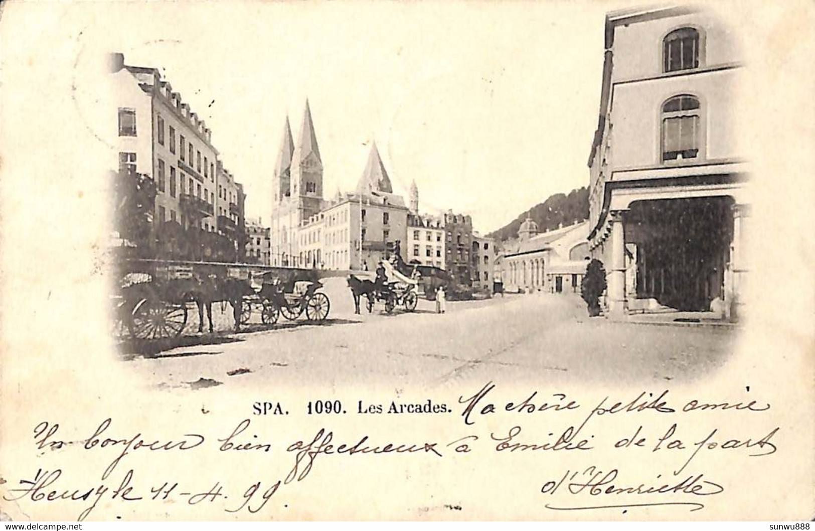 Spa - Les Arcades (animée Attelages 1899) (prix Fixe) - Spa