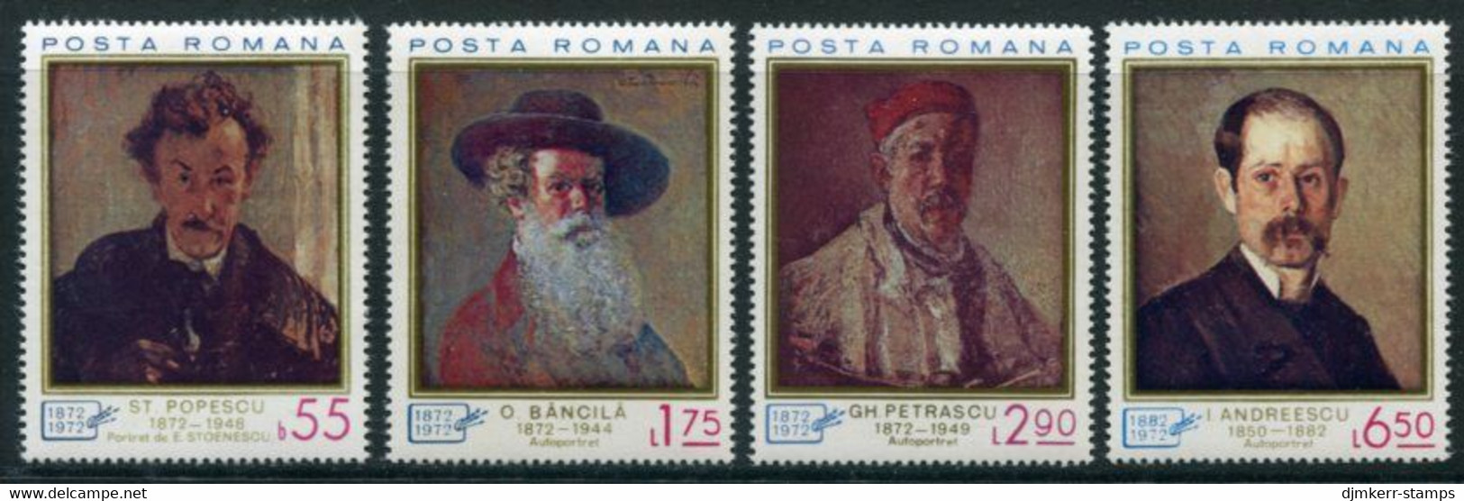 ROMANIA 1972 Portait Paintings MNH / **.  Michel 3044-47 - Unused Stamps