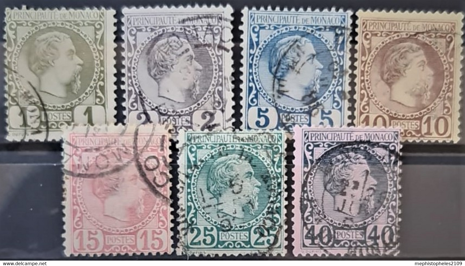 MONACO 1885 - Canceled - Sc# 1-7 - Used Stamps