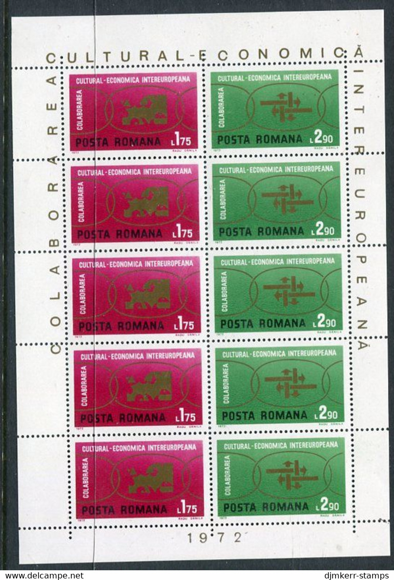 ROMANIA 1972 INTEREUROPA  Sheetlet MNH / **.  Michel 3020-21 Kb - Blocks & Kleinbögen