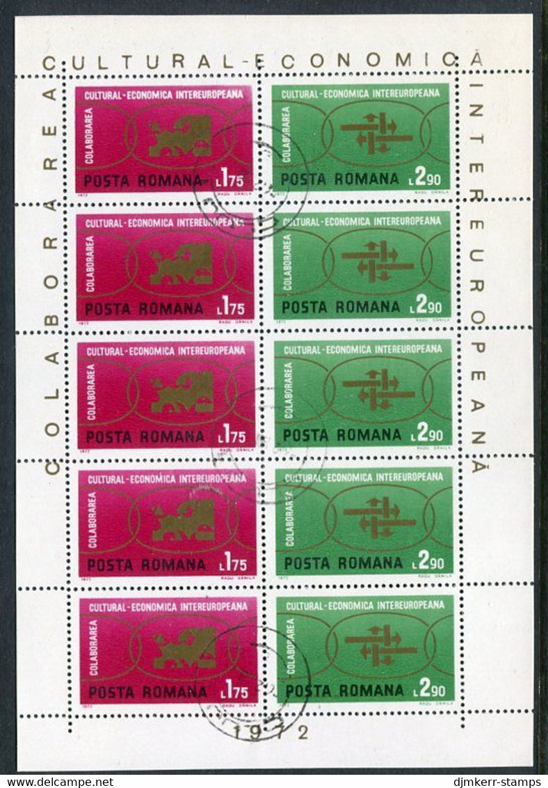 ROMANIA 1972 INTEREUROPA  Sheetlet Used.  Michel 3020-21 Kb - Blocks & Kleinbögen