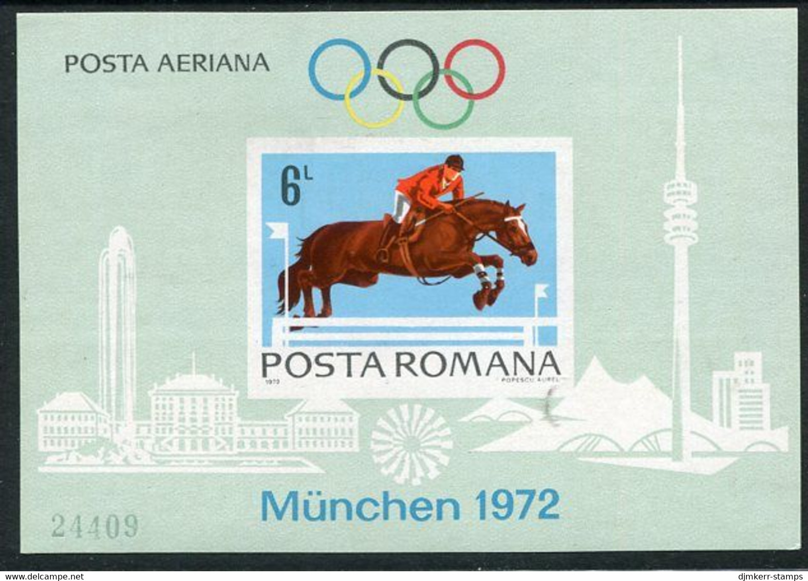 ROMANIA 1972 Olympic Games, Munich Imperforate Block MNH / **  Michel Block 94 - Nuevos