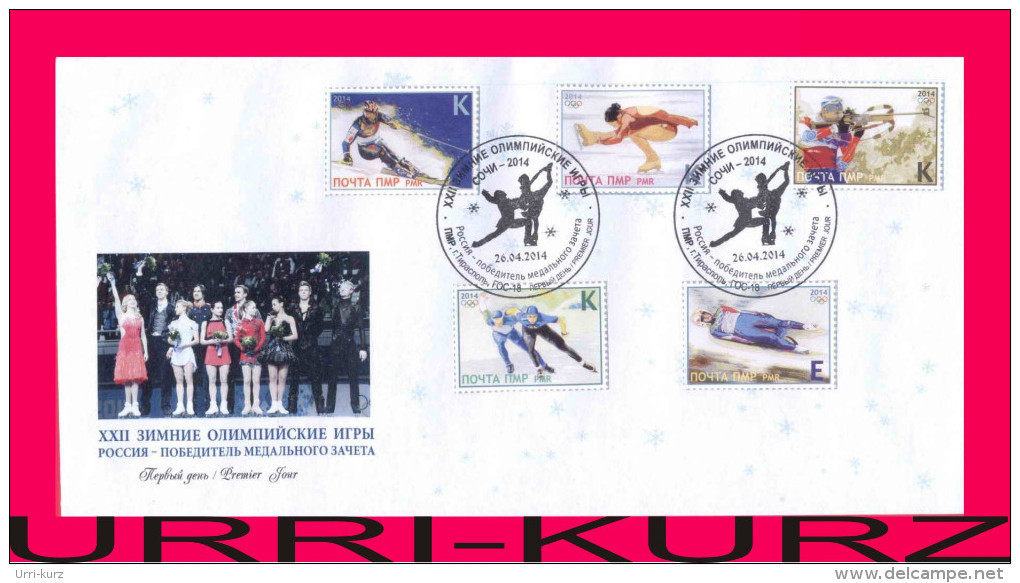 TRANSNISTRIA 2014 Sports Sochi Winter Olympics Slalom Biathlon Luge Figure Skating FDC Mint - Winter 2014: Sochi