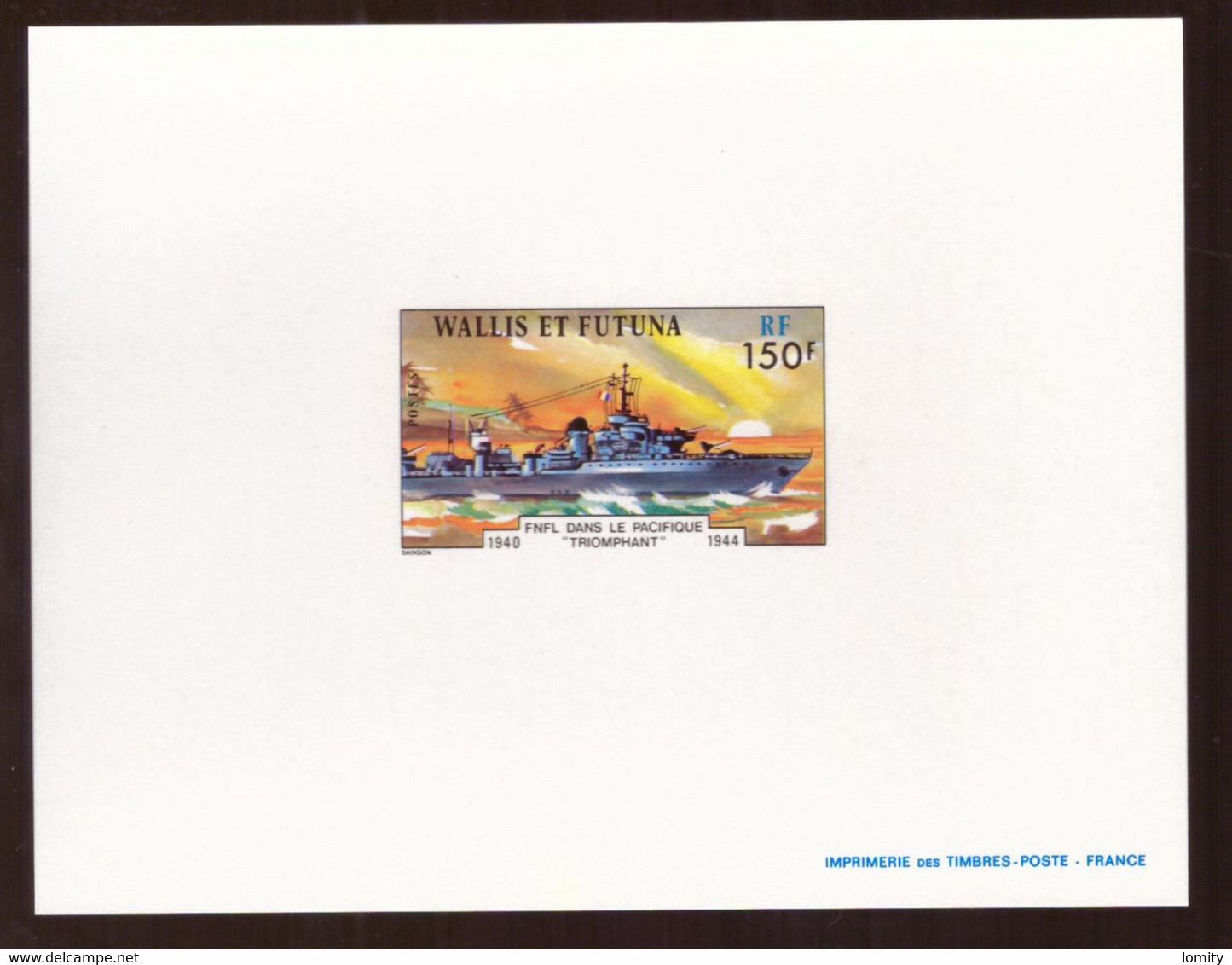 Wallis Et Futuna épreuve De Luxe N°210 à 212 Série Complète Neuve Luxe Bateau Militaire Guerre Forces Navales Libres - Imperforates, Proofs & Errors