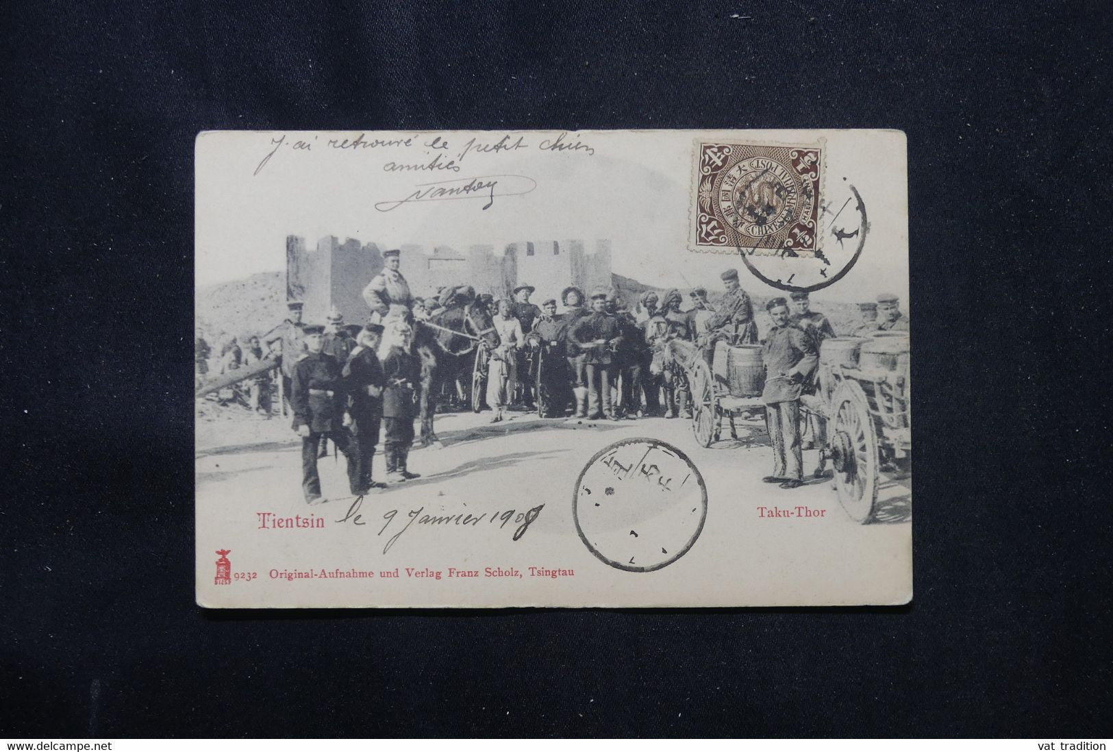 CHINE - Affranchissement Dragon Sur Carte Postale De Tien Tsin En 1908 Pour Un Soldat Français à Shan Haï Kouan- L 76142 - Covers & Documents