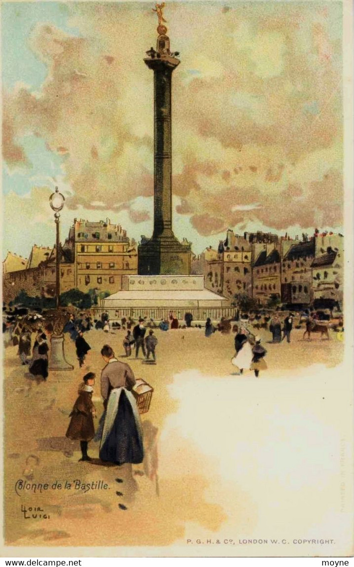 11919  - Paris  - Illustrateur   LOIR  LUIGI :   COLONNE DE LA BASTILLE    Lithographie   Dos Non Divisé, D'avant 1904 - Loir