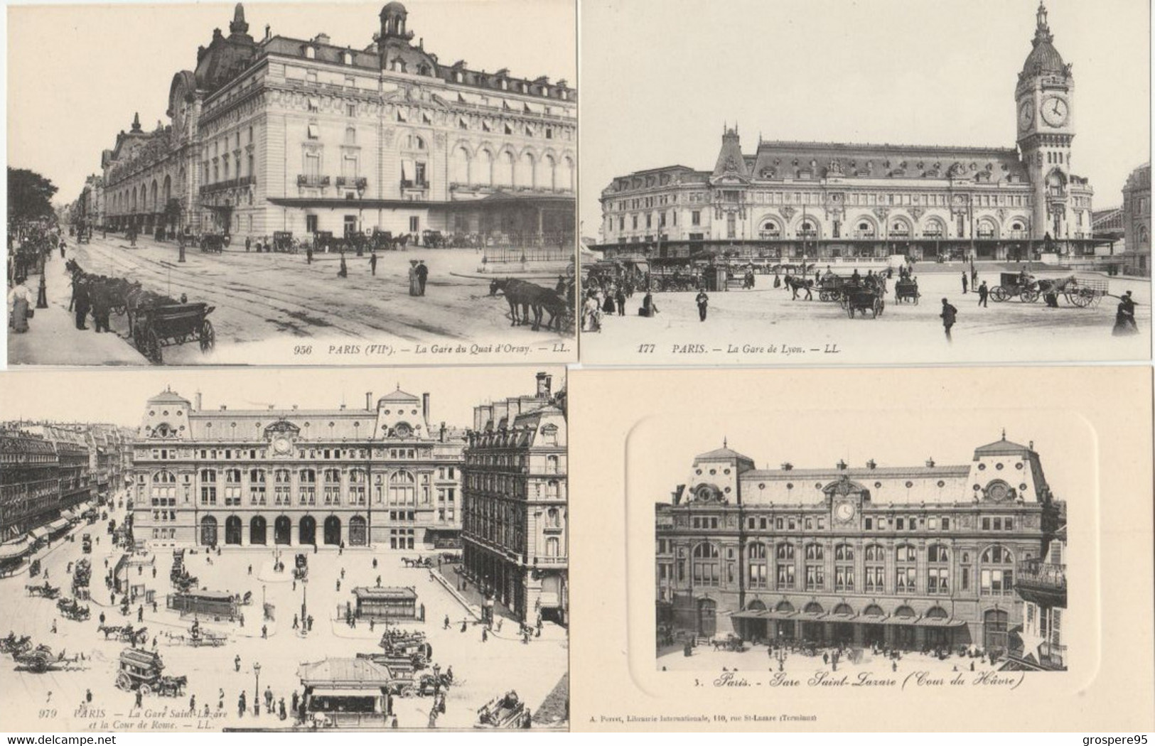 PARIS GARES D'ORSAY SAINT LAZARE LYON LOT 4 CARTES ANIMEES - Metropolitana, Stazioni