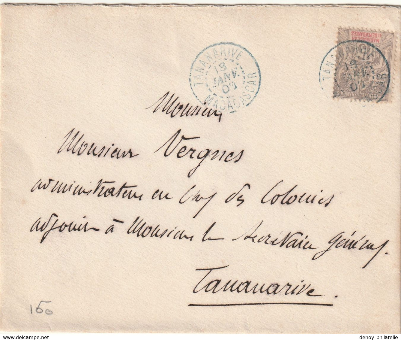 Madagascar -  Tananarive - Lettre Au Type Groupe 15cts Pour La Ville 18 Janvier 1903 - Storia Postale