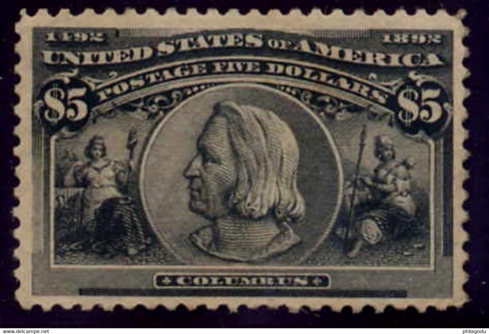 5 $ Columbus  Fresh, But Regummed   Yv.96 (*) A Little Little Stain Spot (for The Maniac) - Other & Unclassified