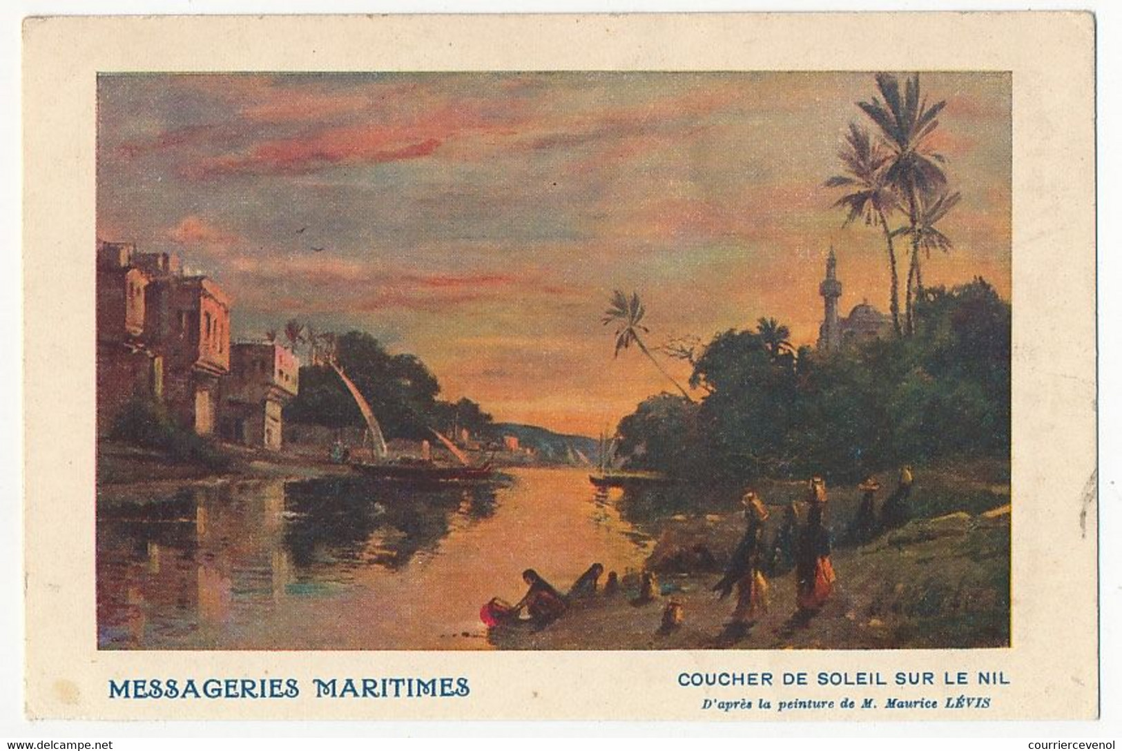 CPA PUB Messageries Maritimes => EGYPTE - Coucher De Soleil Sur Le Nil, D'après Peinture De Maurice Lévis - Autres & Non Classés