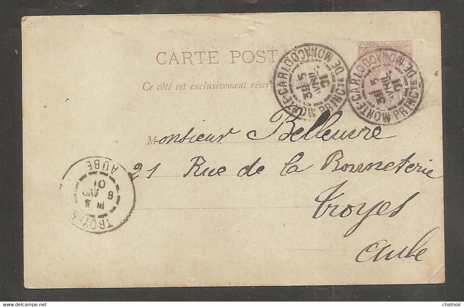 2  Entiers  Postaux   Oblit 1901    MONACO - Enteros  Postales