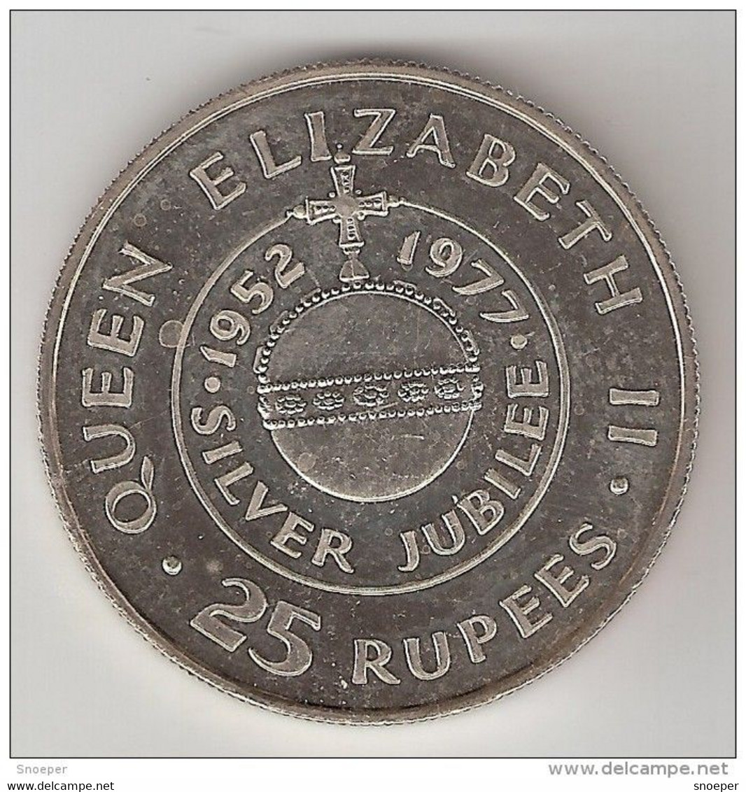 *seychelles 25  Rupees 1977  Km 38a Silver   Proof !! - Seychellen