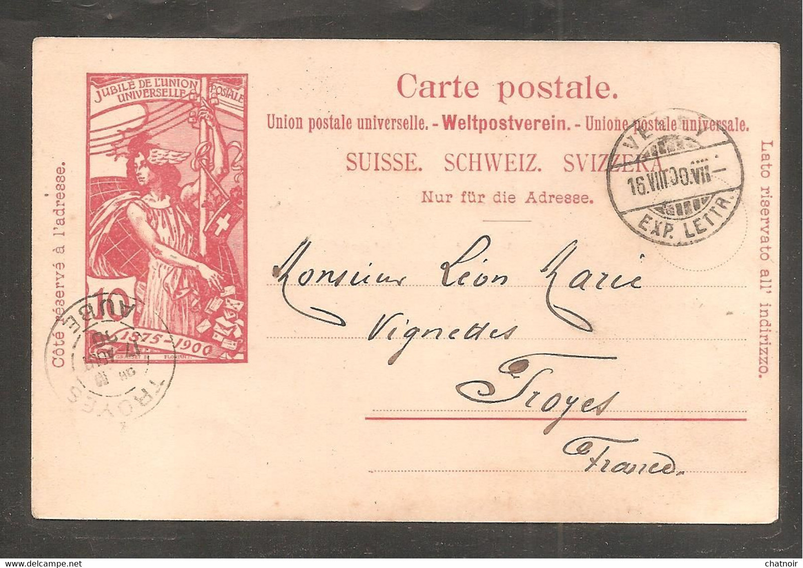 C P    SUISSE    Jubile De L Union Postale     1900 - Andere & Zonder Classificatie